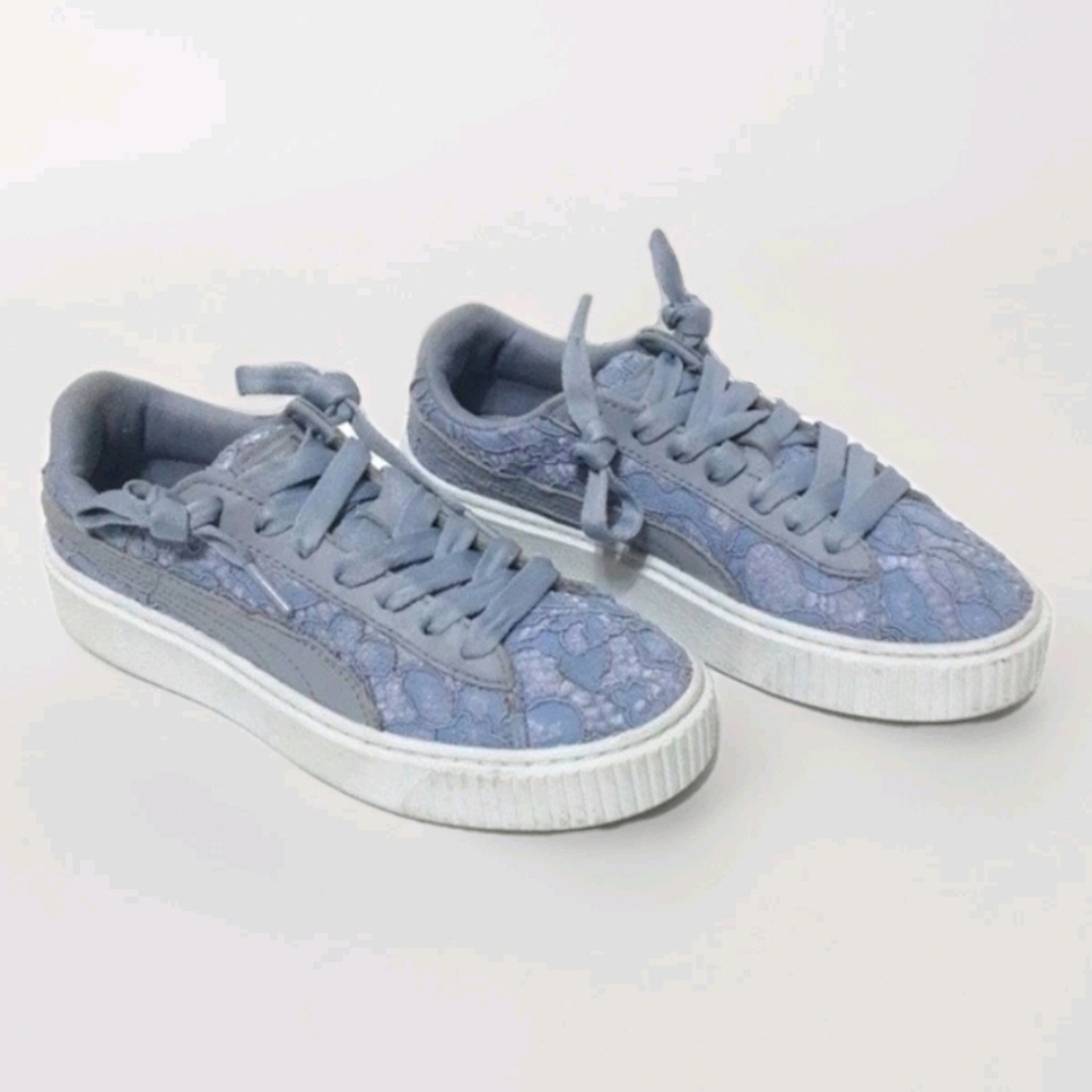 Puma Basket Platform Fo Icelandic Blue Low Top Sneakers US 6.5 Trendy Streetwear